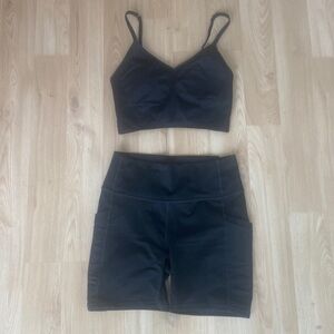 Fabletics Black Workout Set Sports Bra and Shorts